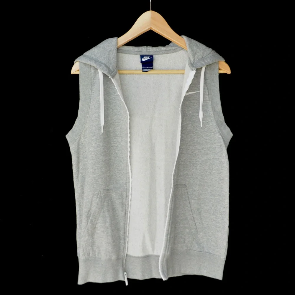Nike Gray Hooded Sleeveless Muscle Tee Zip-Up